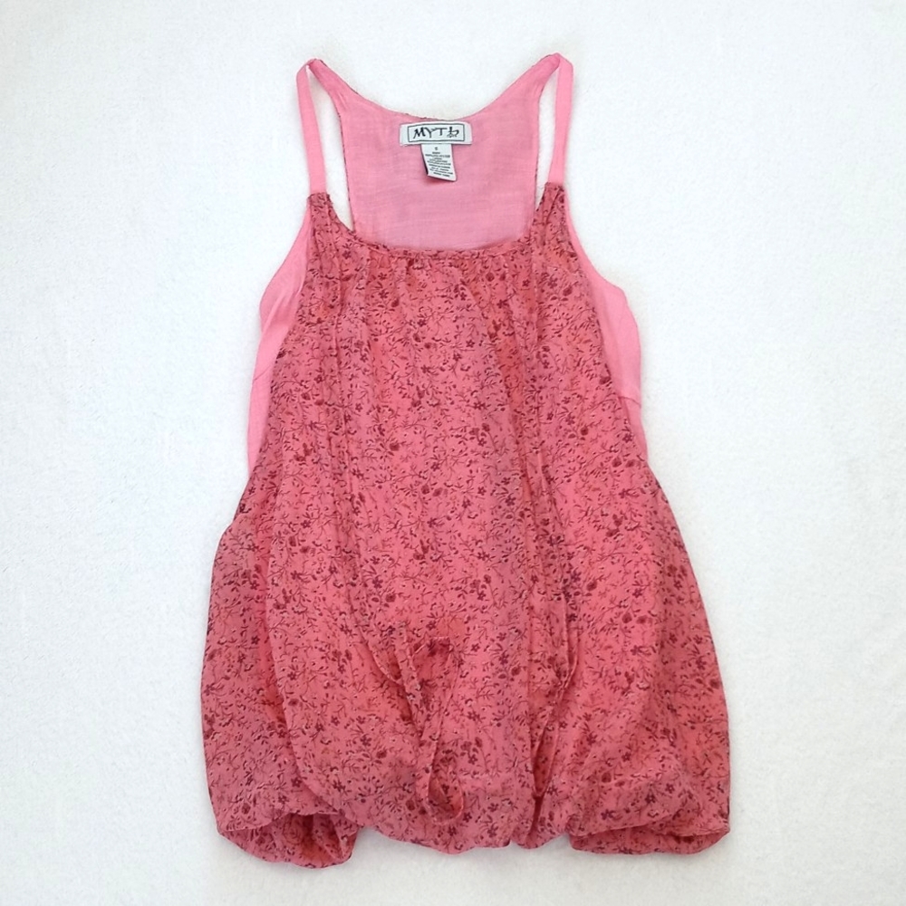 *Relisted* Myth NYC Women's Pink Floral Summer Tank Top Blouse Tie Decor S - Picture 1 of 14